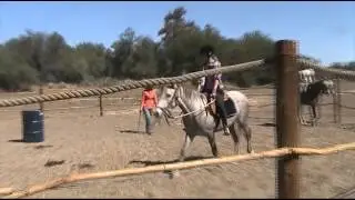 Girls Trotting On Amanda And Bella In Round Pen video 48
