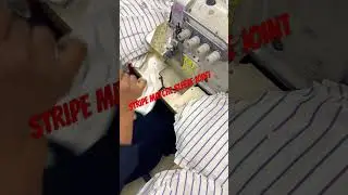 Stripe match sleeve joint ! Sewing machine ! Sewing operator ! Overlook machine ! Sleeve joint !