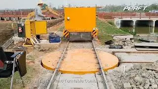 Need Multi-Directional Transport? 2T Battery Rail Cart + Turntable = Complete Solution