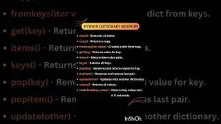python dictionary methods need to know 