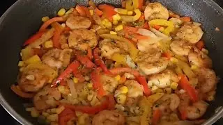 Cajun Shrimp with Bell Peppers and Corn (ready in 5 minutes)
