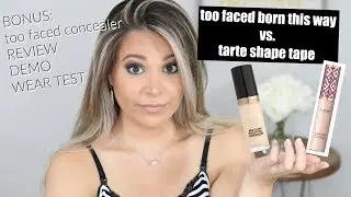 SPLIT FACE WEAR TEST! TOO FACED Born This Way Multi Use Sculpting Concealer vs TARTE Shape Tape