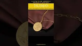 Gold Christopher Necklace Saint Necklace Necklace Saint Christopher Med...