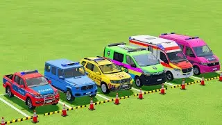 TRANSPORTING POLICE CARS, FIRE DEPARTMENT, AMBULANCE VEHICLES WITH TRUCKS ! Farming Simulator 22 #98