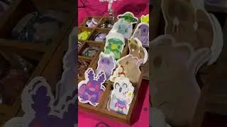 My artist alley set up at Epic Comic Con in Glasgow 🌙 featuring my new wooden pins 🍂
