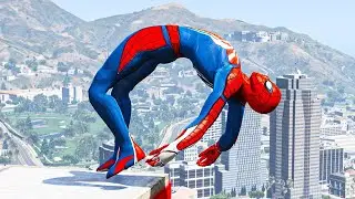 GTA V SPIDERMAN RAGDOLLS | GTA 5 EPIC FUNNY MOMENTS with jumping moon ( Euphoria Moments )