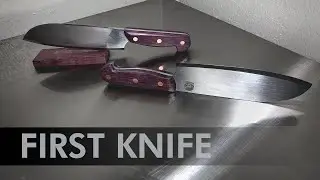 First Knife Build - N690 / Purpleheart Santoku