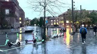 Rainy Autumn Walk in Stockholm (Streets of Stockholm) 4K | Calming Music (Rain & City Sounds, Asmr)