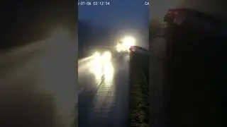 Foggy Road CCTV Footage Shows Multiple Vehicles Crashing at Night