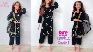 DIY Gota Patti Moon Suit for Barbie 🌙 | Doll Outfit Making| Barbie Eid Dress Idea