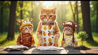 Mama Cat and Adorable kittens: From Trees to Paper Adventure