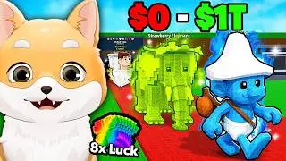 $0 la $1T Folosind Doar 8X LUCK in Steal a Brainrot...