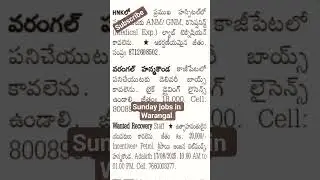 Sunday jobs in Warangal #jobs #shorts #ytshorts #challengersteam
