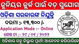 Odisha Junior Clerk Vacancy |Odisha Govt Jobs 2021 | Odisha Job Updates