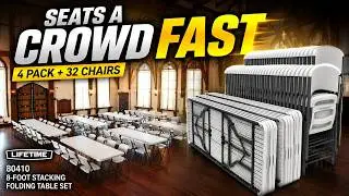 Lifetime 80410 8' White Tables and 32 Chairs Bulk Pack!