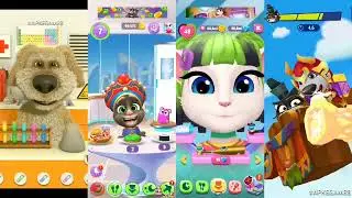 My Talking Ben vs My Talking Tom 2 vs My Talking Angela 2 vs Talking Tom Hero Dash Gameplay 