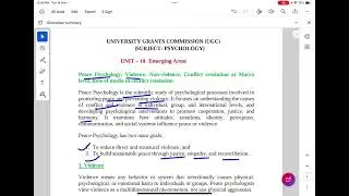 UGC NET FULL SYLLABUS # UNIT 10 # EMERGING AREAS # PEACE PSYCHOLOGY: VIOLENCE #  NON-VIOLENCE