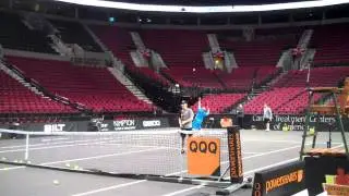 Andre Agassi and Jim Courier lose a point to Portland fans