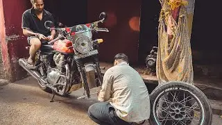 How to Open and Fix front Tyre Puncture of Continental GT 650/ Interceptor 650 Road side assistance