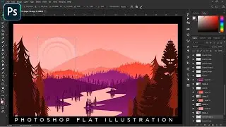 Landscape Flate Illustration | Photoshop Speedart