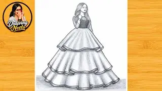 How to draw a Girl wearing Gown Dress || Pencil sketch for beginner || Girl drawing || Drawing