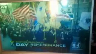 Boston marathon memorial WBZTV guy says "Fuck!"