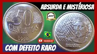 Moeda absurda e misteriosa! 50 centavos 1994, com defeito raro.
