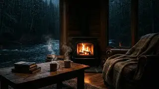 Rainy Night at the River | Relaxing Rain & River Sounds for Sleeping (No Music)