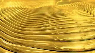 Abstract realistic gold ring waves animated background video, No Copyright , golden metal background