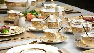 High Quality luxury embossed gold dinnerware porcelain dinner sets Wholesale - Karosa Chinaware