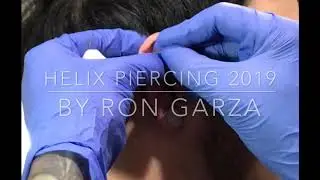 Freehand helix piercing 2019 By Ron Garza