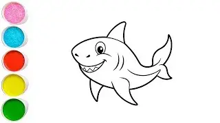 Dolphin coloring, painting drawing for kids step by step child art 