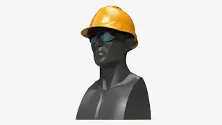 Construction Helmet w/ Safety Glasses on bust - 3D model