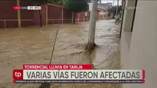 Calles quedan totalmente inundadas en Tarija luego de una torrencial lluvia