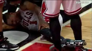 Derrick Rose Torn ACL Injury vs Philadelphia 76ers (HD)