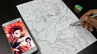 How to Draw Tanjiro drawing Tanjiro Demon Slayer Outline tutorial