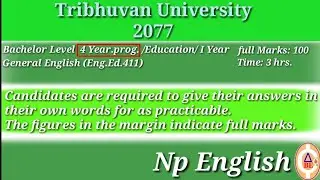 T.U. Question pepper of B. Ed 1 Years 2077.