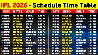 IPL 2026 Schedule Time Table - IPL Kab Se Chalu Hoga || IPL 2026 Start Date