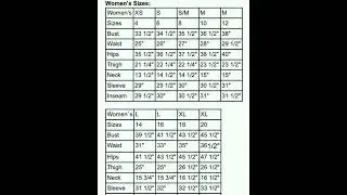 Perfect cutting size for women. Perfect size chart for women's.