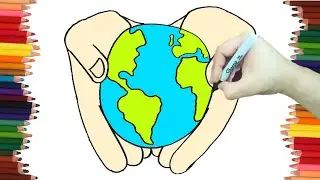 🌎 🌍 🌏 Como dibujar UNAS MANOS SOSTENIENDO LA TIERRA para el DIA DE LA TIERRA paso a paso y muy facil