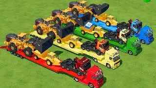 TRANSPORTING VOLVO WHEEL LOADER L350H, CRANE TO GARAGE WITH VOLVO TRUCK FS22