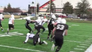 Idaho State's Jakori Ford shows his elusiveness after reception during a scrimmage