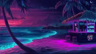 Neon Beach Bar, Tropical Night, Cyber Sunset, Synth Vibes, Ocean Dreams