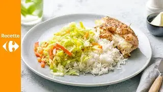 Poulet Hawaii, l&eacute;gumes saut&eacute;s et riz basmati