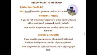 Rand() Function in Ms Word | How To Use Rand() in Ms Word #msword #mswordforbeginners #mswordmcqs