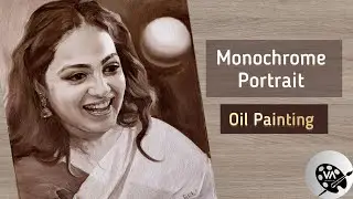 Monochrome Portrait Painting | Exploring Light and Shadow | Oil Painting | @pankajparki6605
