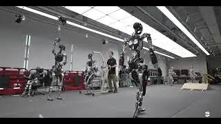 Humanoids Walking Around Office. PNDBotics