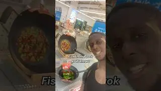 Walmart in China have live fish in a wok!? #china #shopping #mandarin #chinese #china