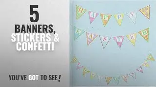 Top 10 Banners, Stickers & Confetti [2018]: Happy Easter Bunting Egg Hunt Party Home Decoration