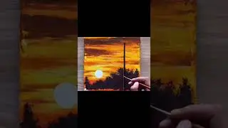 Sunset power lines painting #acrylicpainting #sunsetpainting #short #sunsetart #shorts